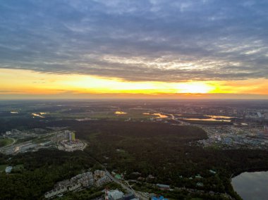 Moskova cityscape üzerinde havadan görünümü.