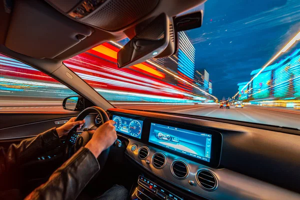 Snelheid beweging auto uitzicht vanuit het interieur — Stockfoto