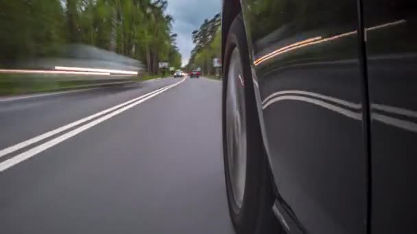 Rueda de coche girando POV - Punto de vista — Vídeo de stock