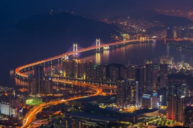 Gwangan köprü Busan City, Güney Kore.