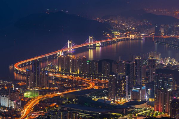 Gwangan Bridge in Busan City , South Korea.