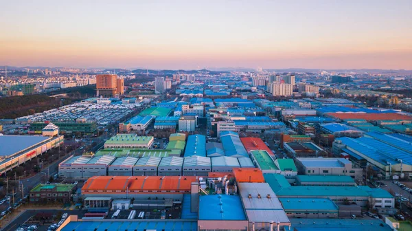 Aerial view Sunset of the industrial park. incheon Seoul,Korea. — Stock Photo, Image