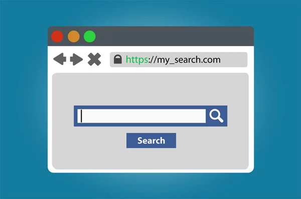 Motor de busca aberto na janela do navegador — Vetor de Stock