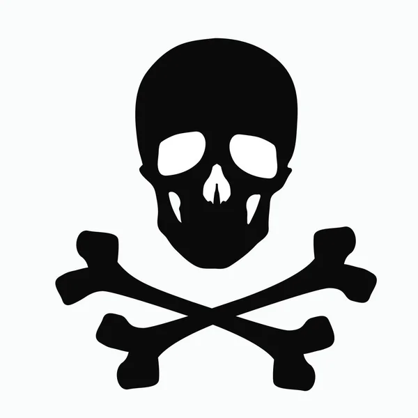 Skull and bones - a sign of danger. Illustration isolated on white background. — Stock Vector