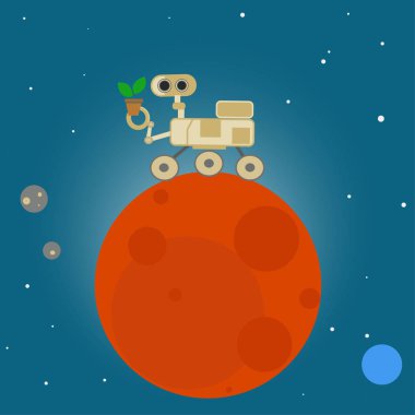 Rover on Mars in cartoon style clipart