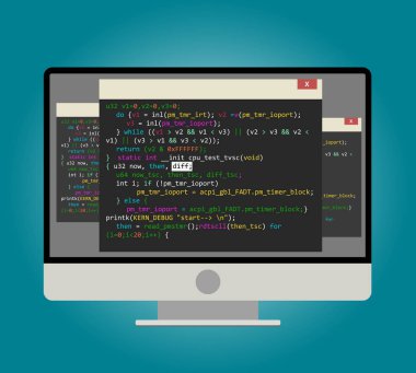 Programcı, bilgisayar kodu üstünde belgili tanımlık perde ile bilgisayar