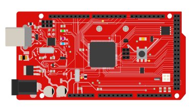 DIY Elektronik mega kurulu bir mikroişlemci, arabirimleri, LED, bağlayıcılar ve akıllı ev, Robotik, temel oluşturmak için diğer elektronik bileşenler ve elektronik ile ilgili birçok proje ile