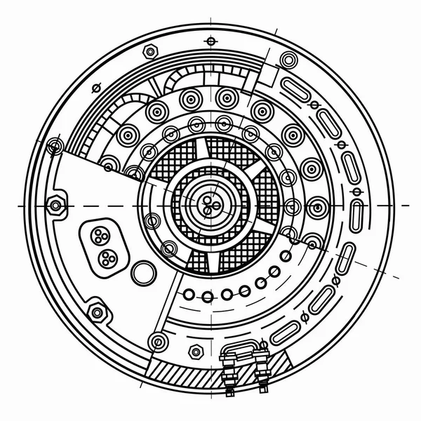 Gambar reaktor nuklir fusi dingin. Ini menggambarkan ide tentang energi hijau, pengembangan energi nuklir, dan setiap topik ilmiah berteknologi tinggi . - Stok Vektor