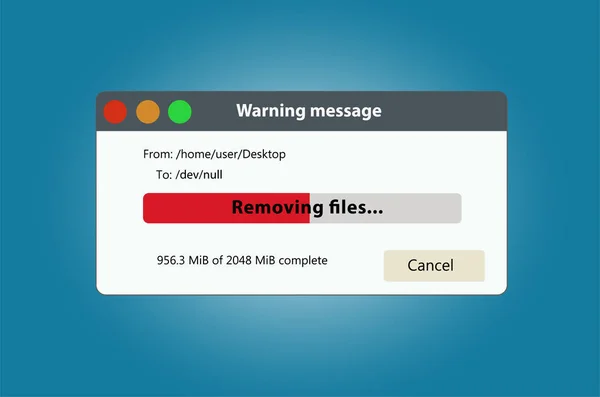 ファイルとデータの進行状況バーを削除します。削除やデータの損失を説明するために使用することができます。. — ストックベクタ
