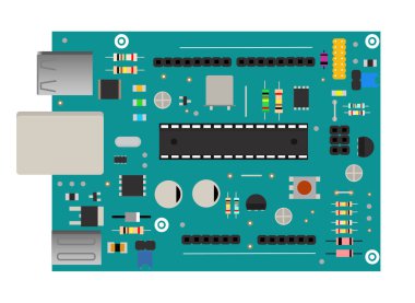 DIY Elektronik mega kurulu bir mikroişlemci, arabirimleri, LED, bağlayıcılar ve akıllı ev, Robotik, temel oluşturmak için diğer elektronik bileşenler ve elektronik ile ilgili birçok proje ile