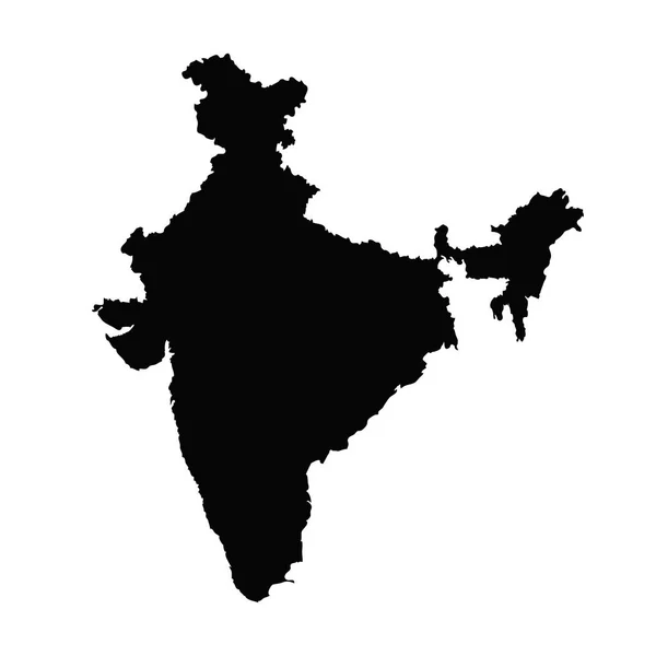 Индийский силуэт карты в черном на белом фоне изолированы . — стоковый вектор