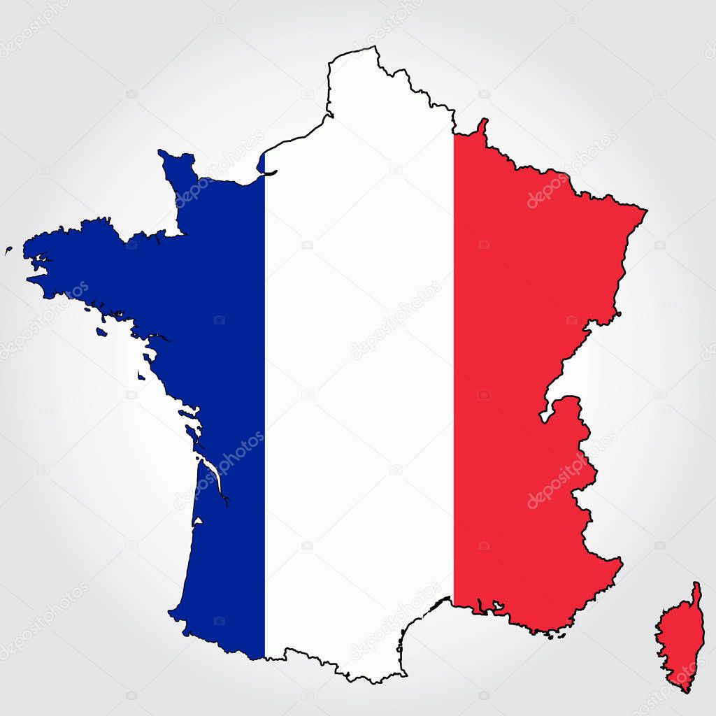 Frankreich Karte Umriss Vektor mit Karte — Stockvektor © 1000pixels