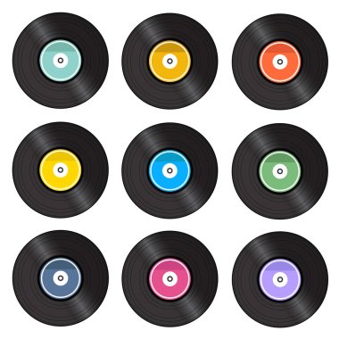 Retro vinil gramofon kümesi.