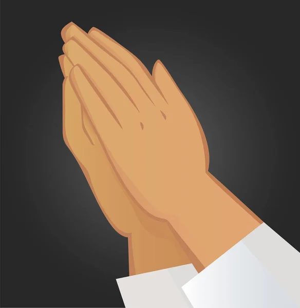 Προσεύχεται χέρια. Απεικόνιση σε μαύρο φόντο. — Διανυσματικό Αρχείο