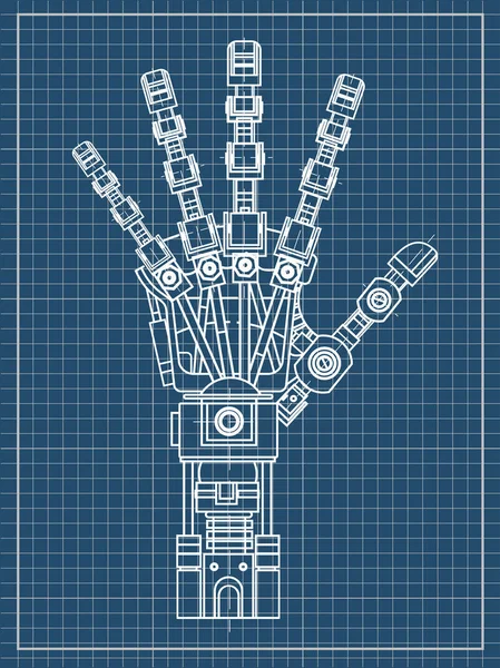 Рука робота. Эта векторная иллюстрация может быть использована в качестве иллюстрации идей робототехники, искусственного интеллекта, бионических протезов, науки, инженерных разработок, высоких технологий . — стоковый вектор
