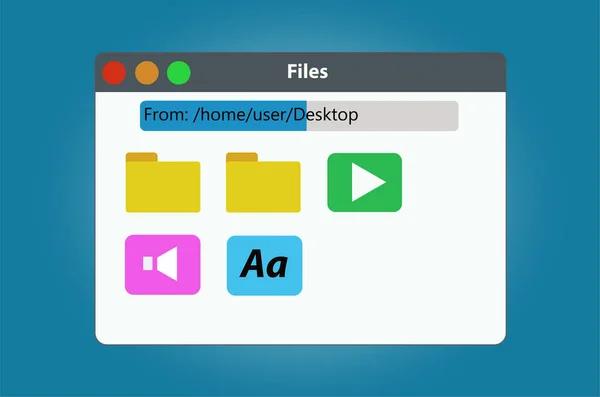 파일 관리자 창의 파일 및 폴더를 포함 — 스톡 벡터
