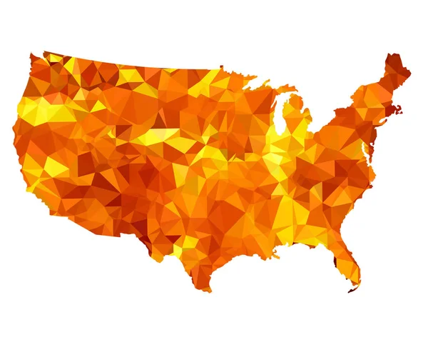 Mapa USA triangulovaný silueta. Izolované na černé — Stockový vektor