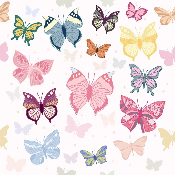 Pattern with colorful butterflies — Stock Vector