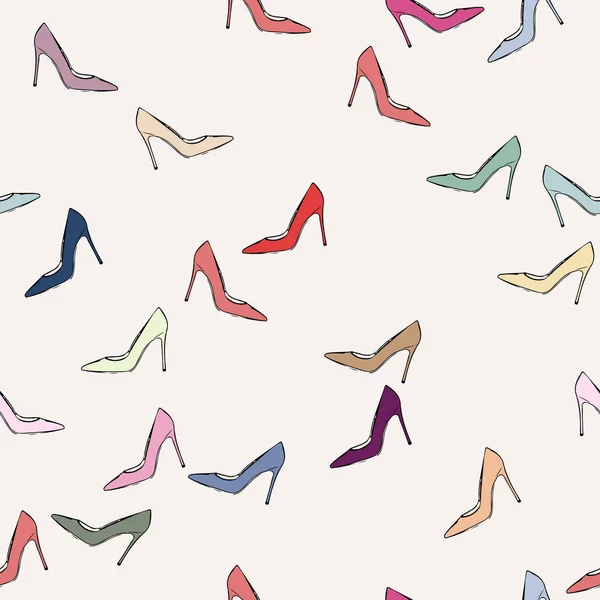 Vector pattern with women 's shoes with high heels — стоковый вектор