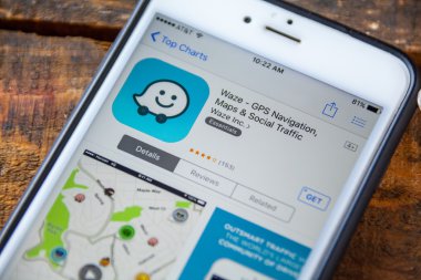 Las Vegas, Nv - 22 Eylül. 2016 - Waze Gps iphone Uygulaması