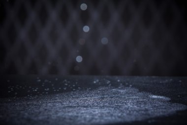 Gümüş parlak ışıklar arka plan. Vintage ışıltı Bokeh