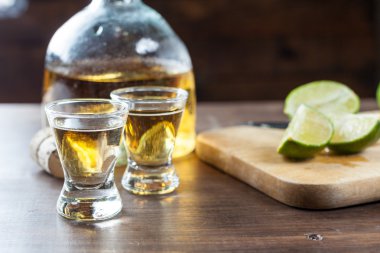 Kireç Takozlar ile Tekila Shots Bir Parti de İçme için Cut Up.