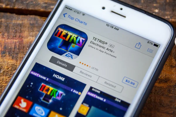 Las Vegas, NV-22 september. 2016-Tetris iPhone app in de app — Stockfoto
