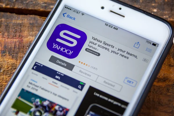 LAS VEGAS, NV - 22 de setembro. 2016 - Yahoo Sports iPhone App — Fotografia de Stock