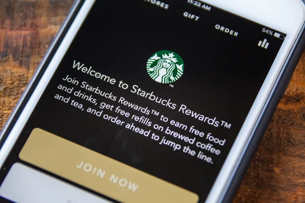 LAS VEGAS, NV - September 22. 2016 - Starbucks App On Apple — Stock Photo, Image