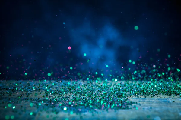 Grüne glitzernde Lichter Hintergrund. Jahrgangs-Funkel-Bokeh — Stockfoto