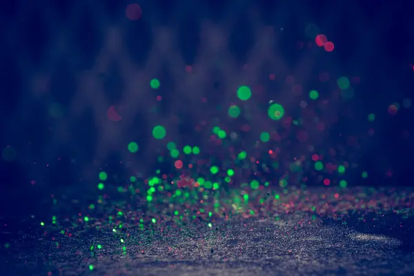 Green And Red Glitter Lights Background. Vintage Sparkle Bokeh W — Stock Photo, Image