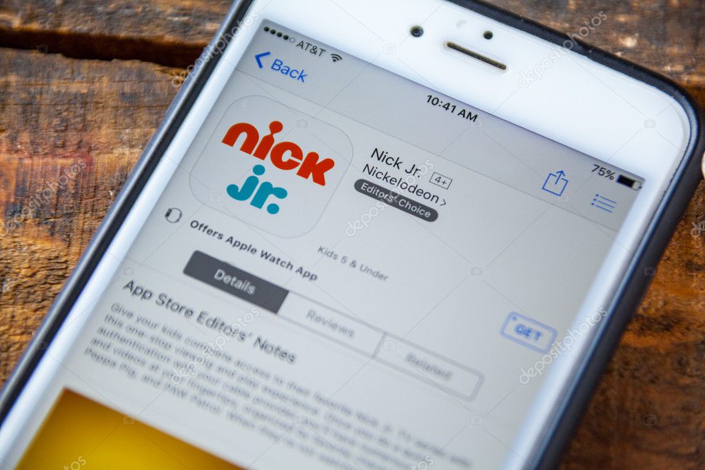 LAS VEGAS, NV - September 22. 2016 - Nickelodeon Nick Jr.  iPhone App In The Apple App Store For Download. Selective Focus.