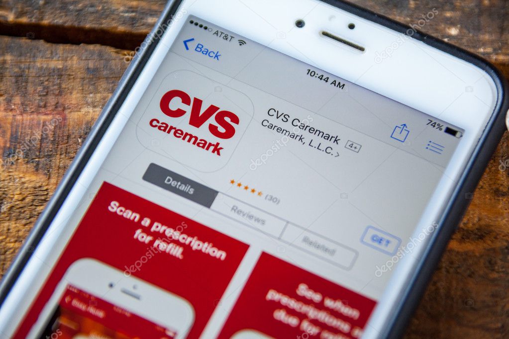 LAS VEGAS, NV - September 22. 2016 - CVS Caremark iPhone App In The Apple App Store For Download. Selective Focus.