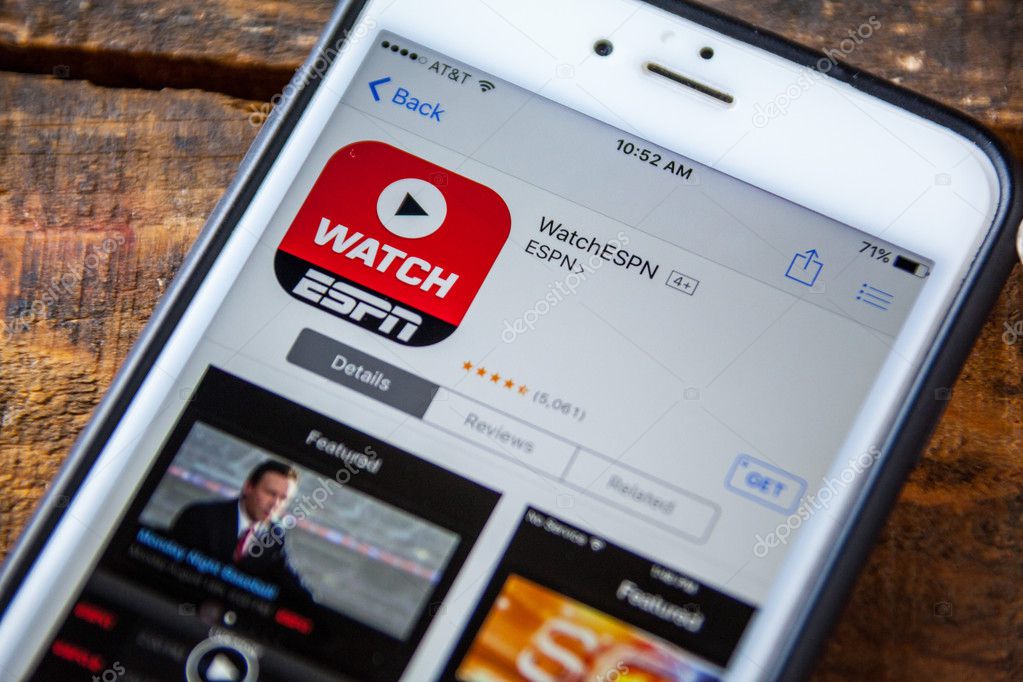 LAS VEGAS, NV - September 22. 2016 - ESPN WatchESPN iPhone App In The Apple App Store For Download. Selective Focus.