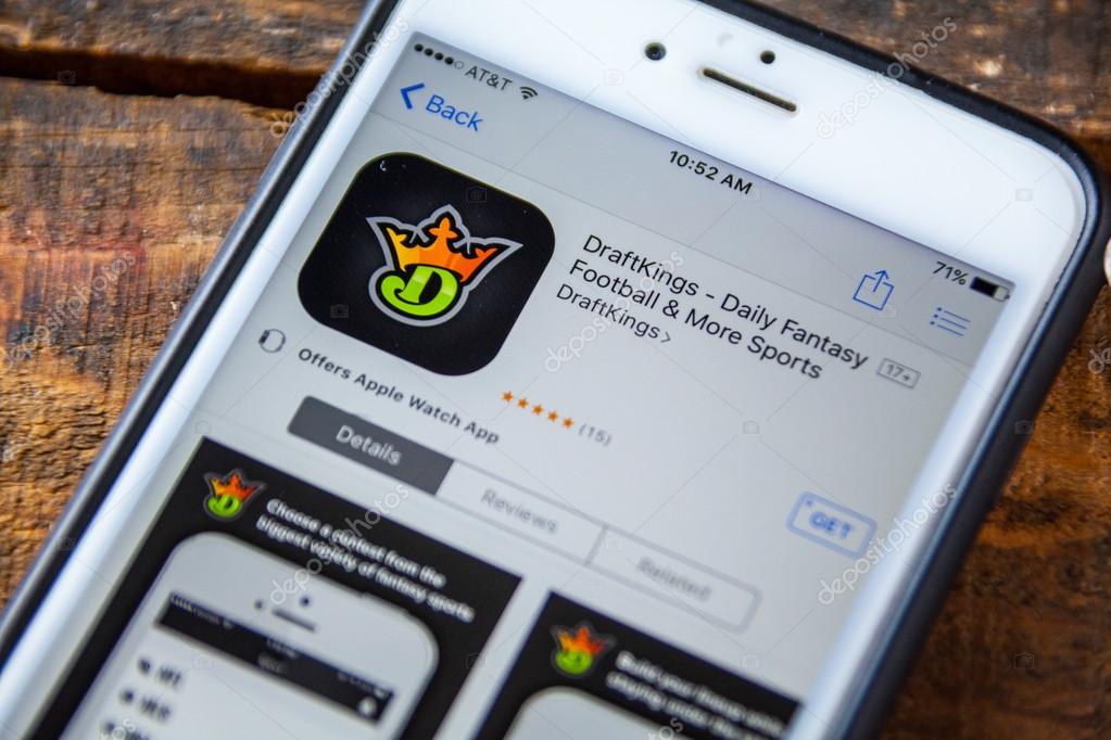LAS VEGAS, NV - September 22. 2016 - DraftKings Fantasy Sports iPhone App In The Apple App Store For Download. Selective Focus.