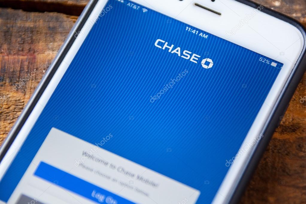LAS VEGAS, NV - September 22. 2016 - Chase Bank App On Apple iPhone Screen. Splash Screen Display. Selective Focus.