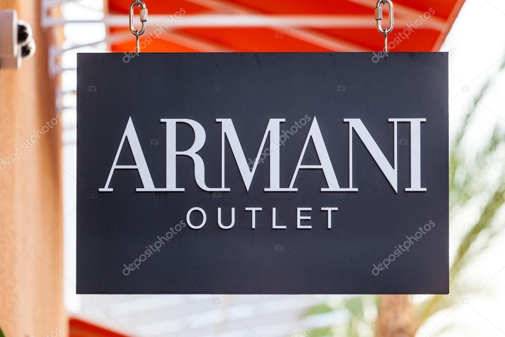 LAS VEGAS, NEVADA - August 22nd, 2016: Armani Outlet Logo On Store Front Sign.