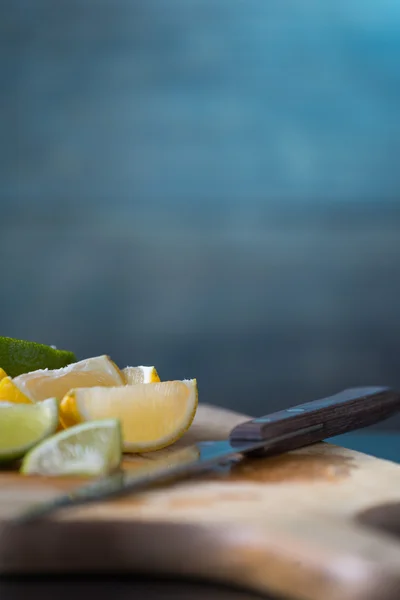lemons cut on a cutting board