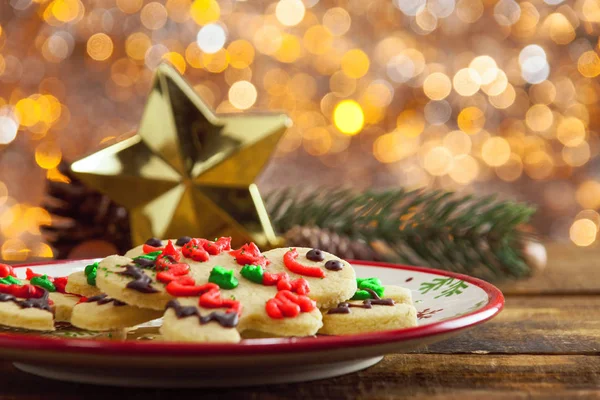 Bio glutenfreie lächelnde Lebkuchen Zuckerkekse im Urlaub — Stockfoto