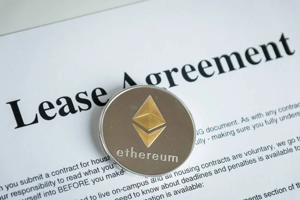 Lease agreement rental payment with cryptocurrency coin ethereum