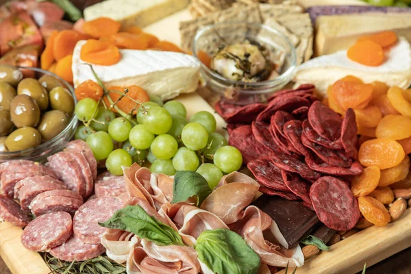 Nahaufnahme Vom Gourmet Charcuterie Board — Stockfoto