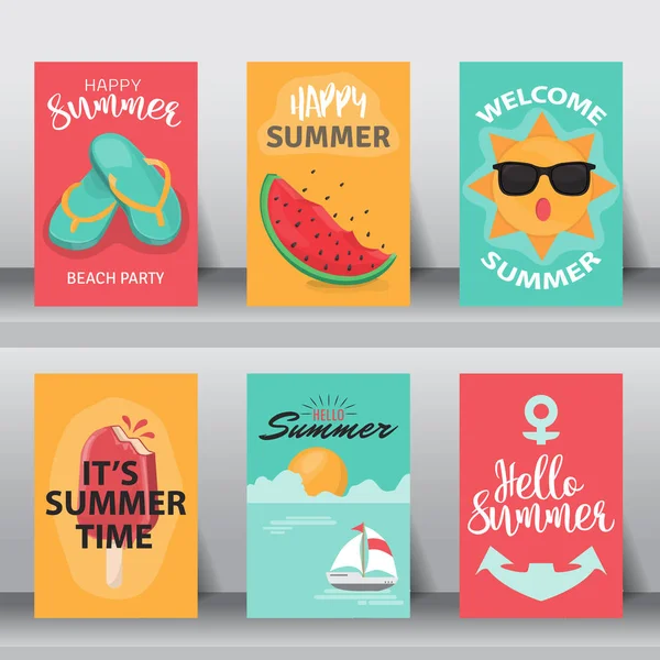 Summer greeting card set — Stock Vector