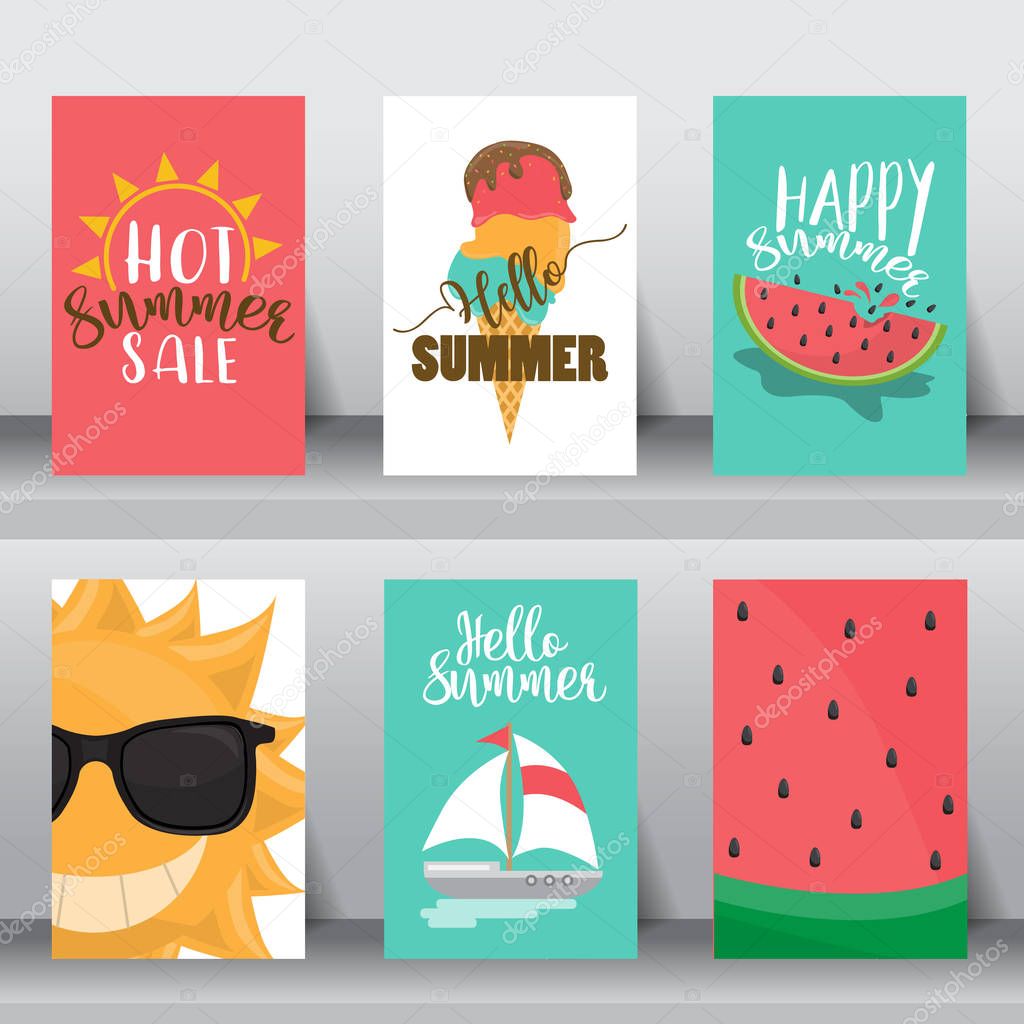 summer greeting card set 