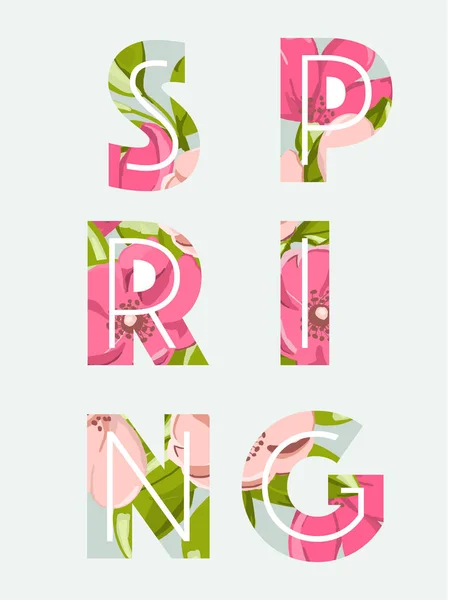 Fondo de venta de primavera con hermosa flor rosa y hoja . — Vector de stock