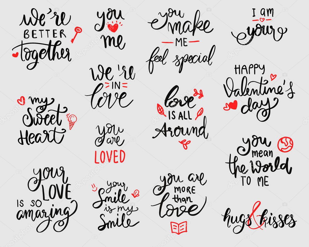 love lettering set. vector illustration