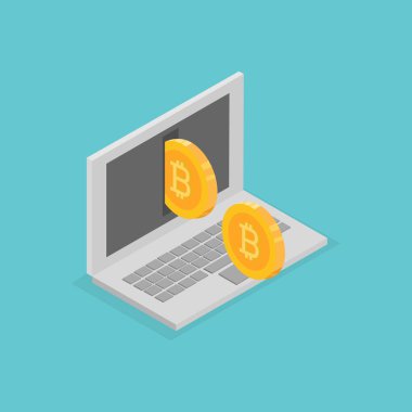 gerçekçi bitcoin vektör çizim