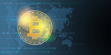Bitcoin dijital para, cryptocurrency sistem. vektör