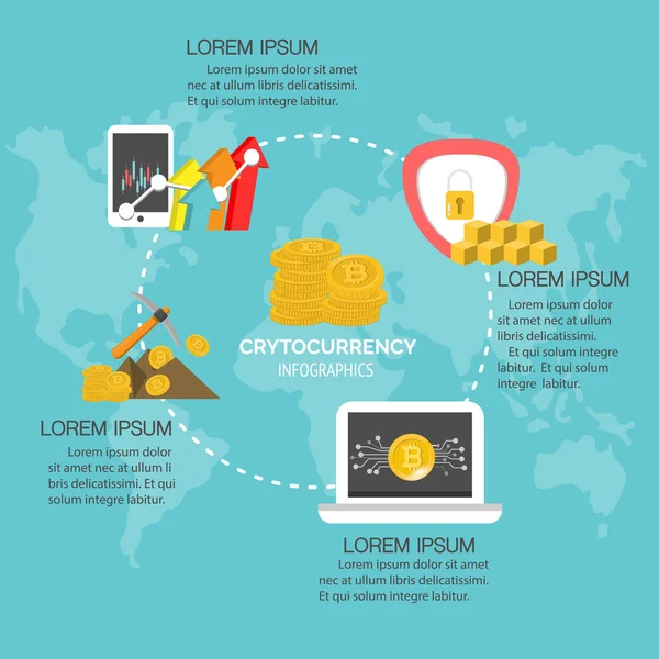 Digital crypto-currency bitcoin infographic — Stock Vector