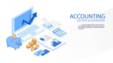 veri depolama sunucuları, blockchain teknoloji izometrik 