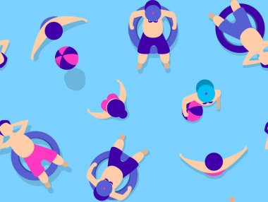 Yüzme Havuzu desende insanlar